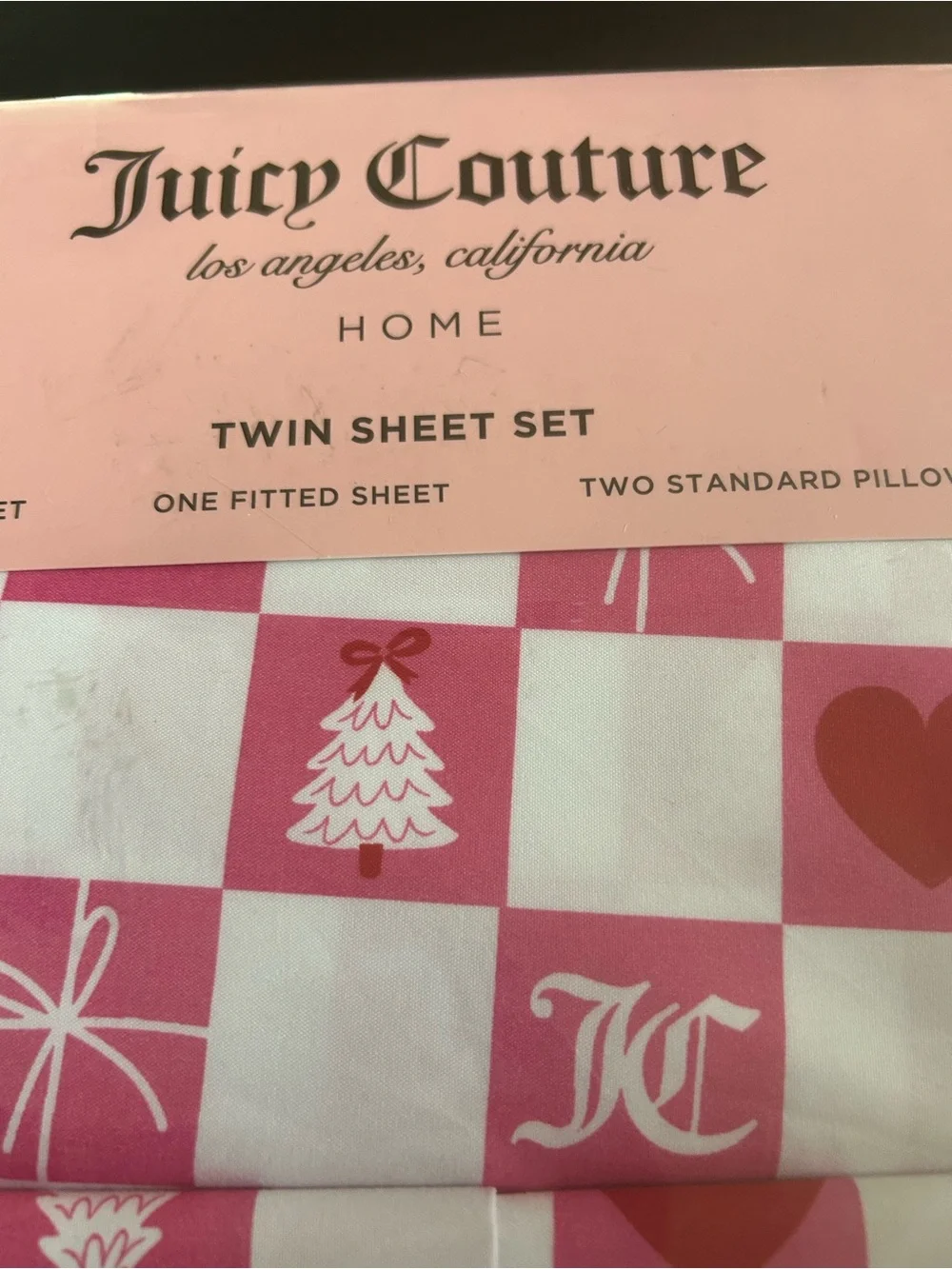 NEW Juicy Couture 4 Pc. Twin Size Christmas Sheet Set.
